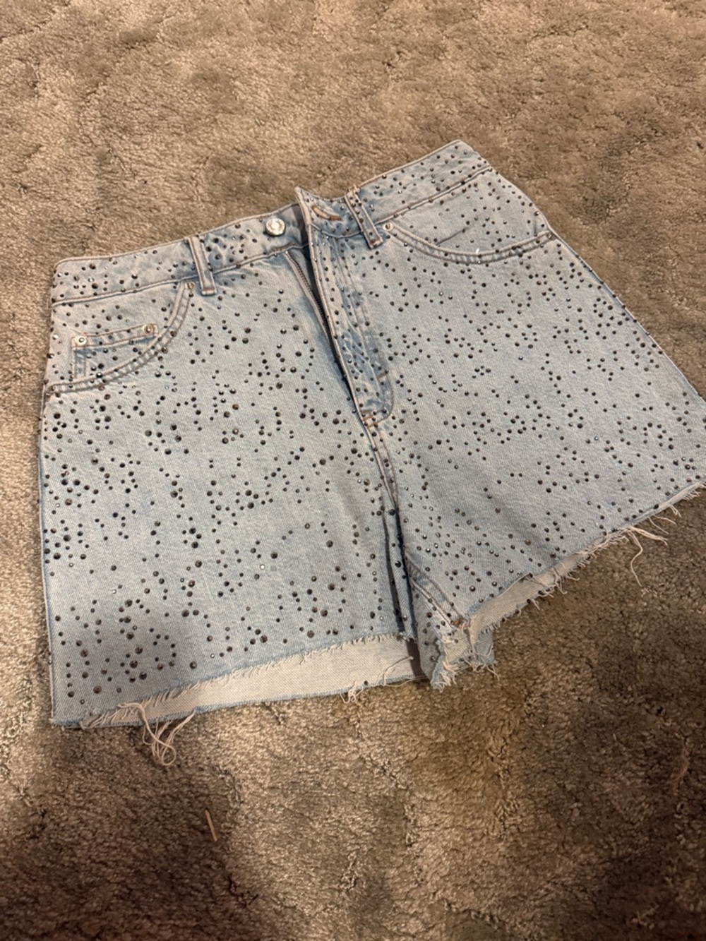 Topshop Jean Shorts with Studs